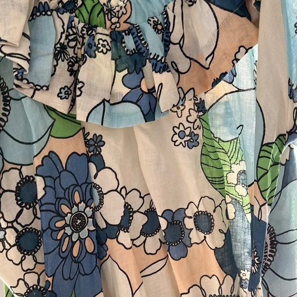 Alemais Floral Midi Dress - Blue and Green - Picture 3 of 3